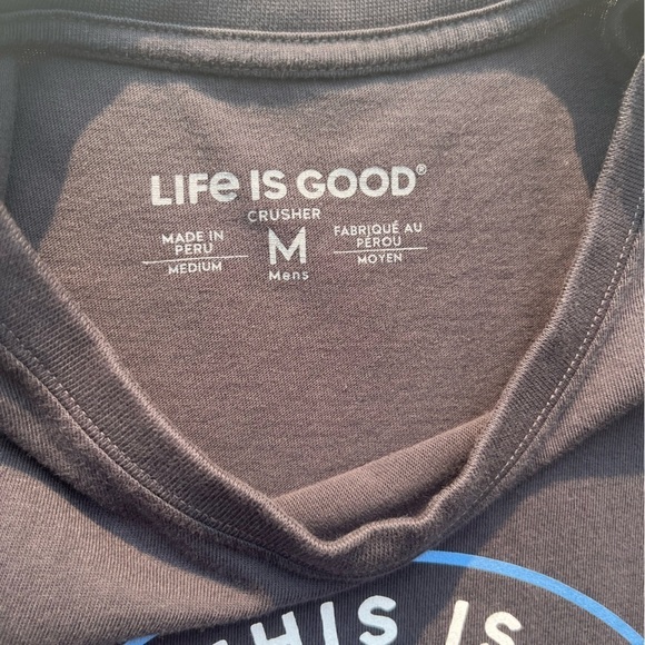 Men's Life is Good T-Shirt Black Crusher Drill M Man Cave Calm Dad Classic City - Picture 4 of 12